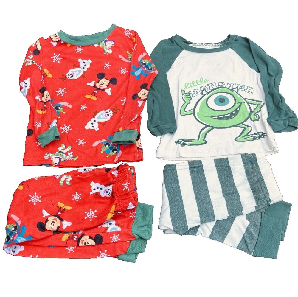 Disney 3T 4T Toddler Pajamas Set Mickey Monsters Olaf Buzz Stitch Plush Top Botm